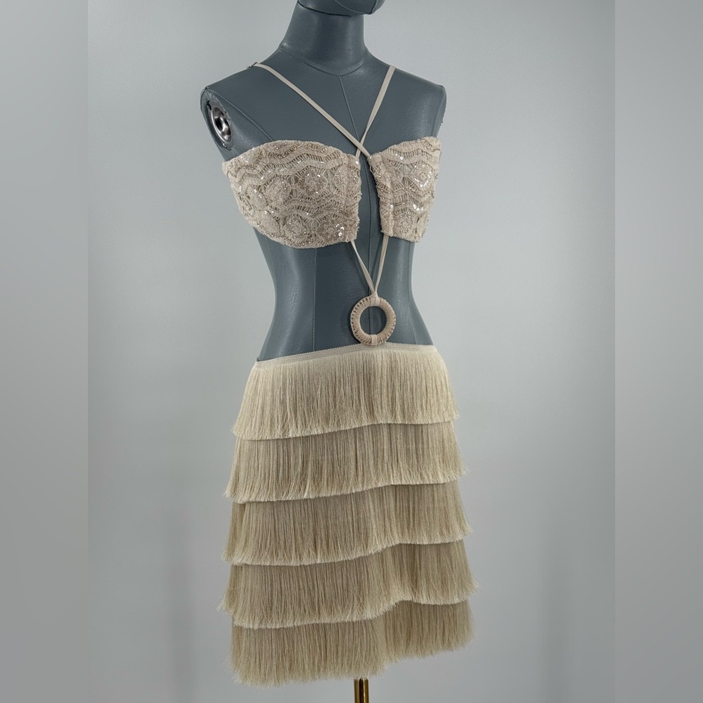 🆕 PATBO 🧿 NWOT Crochet Bloom Cut Out Mini Dress, Beige - Sz US 8 BR 40 - Picture 4 of 17
